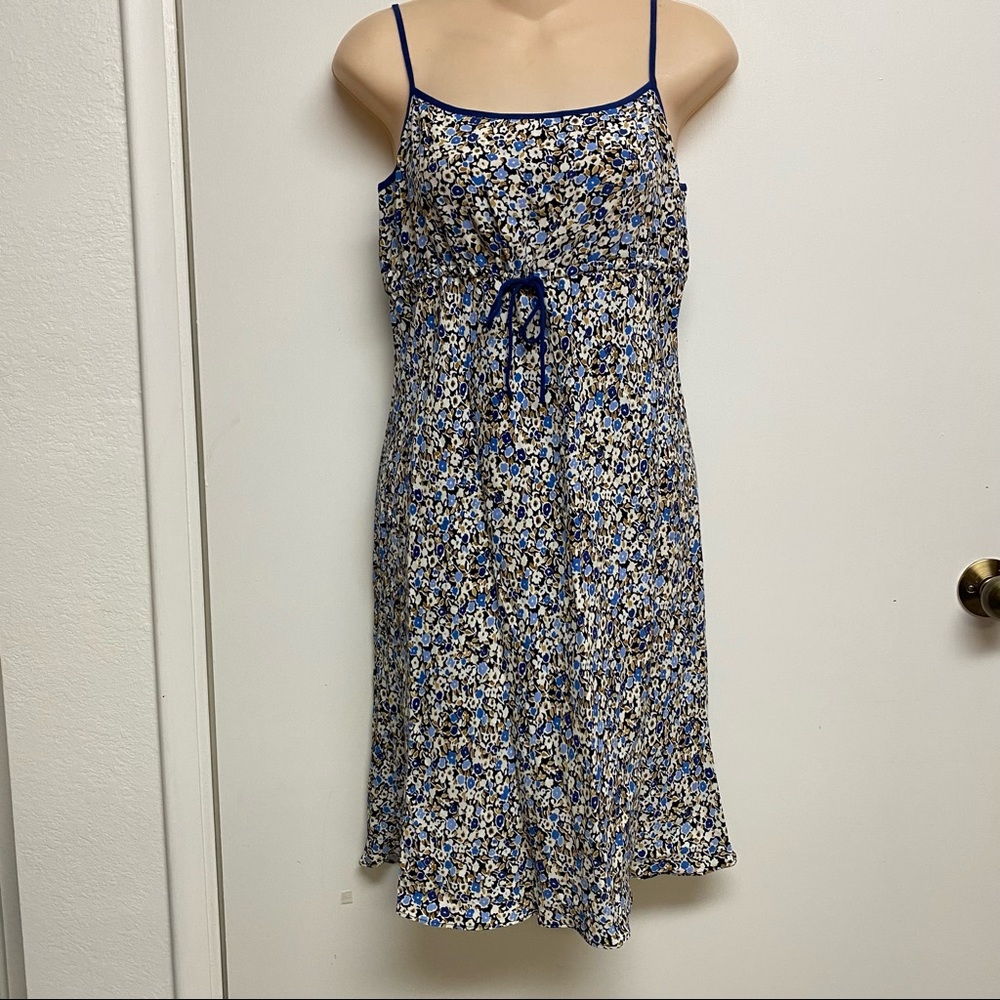 Ann Taylor Loft Y2K blue‎ floral slip dress 2P 2 petite.